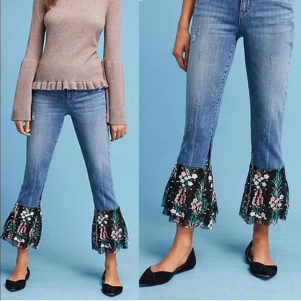 Anthropologie Pilcro & The Letterpress Flare Floral Jean